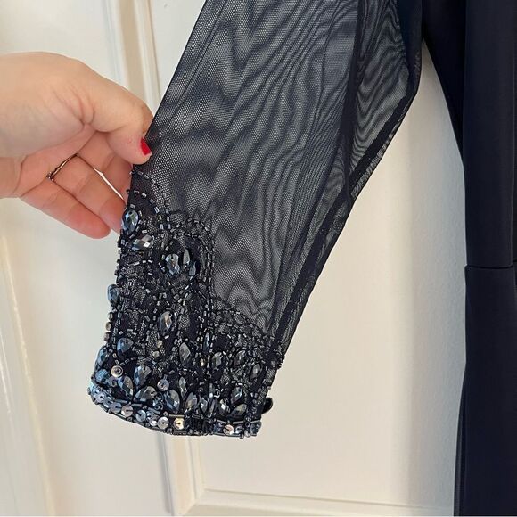 Alex Evenings Beaded Sweetheart Neck Long Sleeve Illusion Neckline Dress 12, NWT - Picture 7 of 15